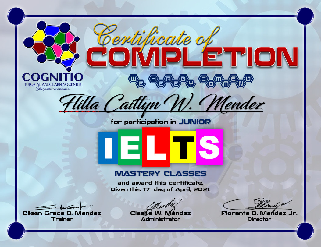 IELTS Mastery Classes Certificate